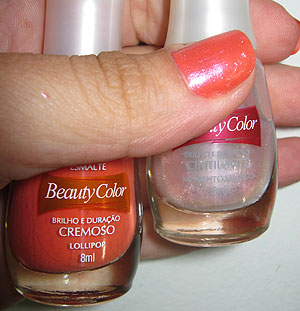 Nas Unhas: Lollipop (Beauty Color) + Momento Mágico (Beauty Color) | Foto: Conversa de Menina